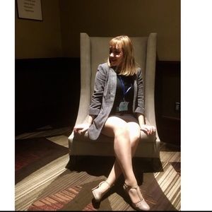 Express Quarter Length Grey and Black Blazer